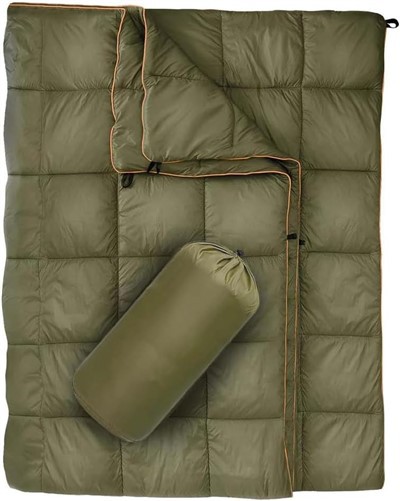 Lengva pūkinė antklodė kelionėms lauke